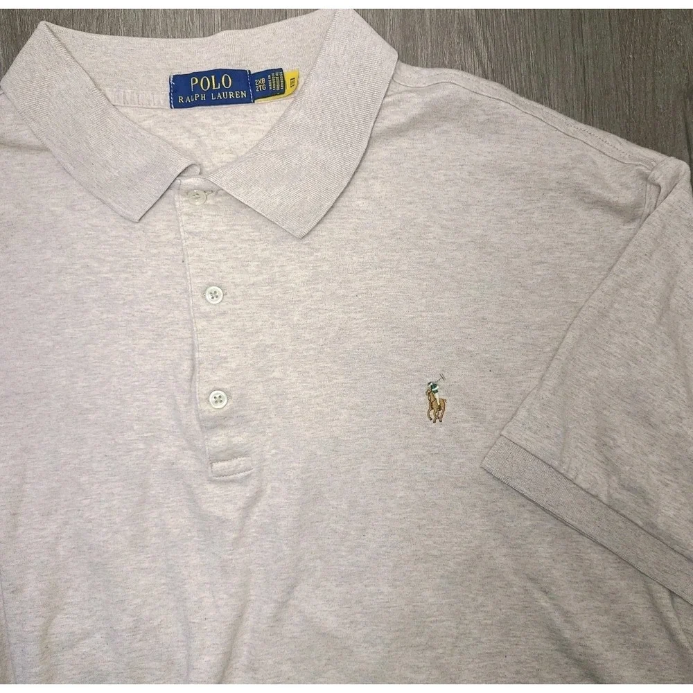 Polo Ralph Lauren Big & Tall Polo Shirt 2XB Beige Heather Pony Logo Short Sleeve